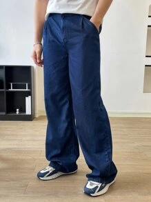 Manfinity Men Slant Pocket Washed Jeans - Dark Wash - View 4