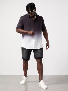 GENTILAND Men Plus Cat Whisker Washed Denim Shorts - Dark Grey - View 4