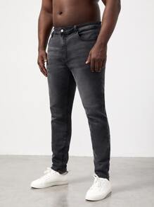 Manfinity Men Plus Zipper Fly Skinny Jeans - Dark Grey - View 3