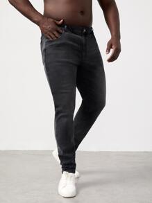 Manfinity Men Plus Zipper Fly Skinny Jeans - Dark Grey - View 2