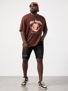 GENTILAND Hombres Shorts mezclilla bermuda desgarro crudo bajo de doblez - Negro - Ver 6