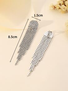 1 Cặp bông tai kẹp bằng đồng đính đá Rhinestone dành cho phụ nữ, Phụ kiện trang sức cưới, Bông tai dự tiệc, Quà tặng - Bạc - Xem 4