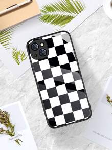 Plaid Phone Case - Black and White - View 1