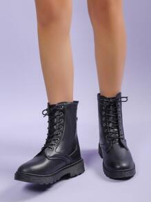 前綁帶厚底馬丁靴