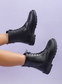 前綁帶厚底馬丁靴
