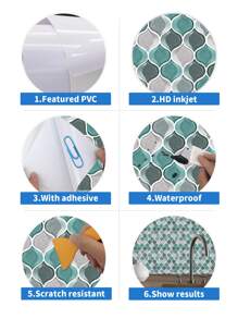 10 miếng dán nhà bếp họa tiết hình học - Nhiều màu - Xem 6