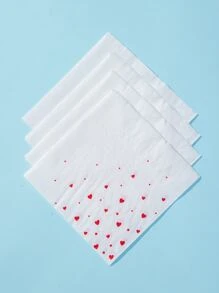 20pcs Heart Print Disposable Napkin - Red - View 3