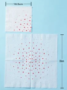 20pcs Heart Print Disposable Napkin - Red - View 4