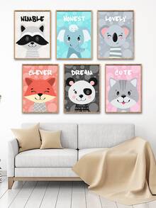 6pcs Cartoon Graphic Unframed Painting - Multicolor - View 2