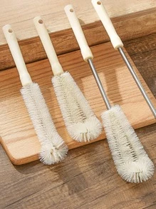 1pc Wooden Long Handle Bottle Cleaning Brush, Kitchen Cleaning Tool - Multicolor - View 1