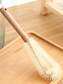 1pc Wooden Long Handle Bottle Cleaning Brush, Kitchen Cleaning Tool - Multicolor - View 5