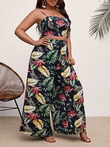 SHEIN VCAY Bộ thời trang Plus Size Lộ Lưng Buộc lại Nhiệt đới Boho - Nhiều màu - Xem 1