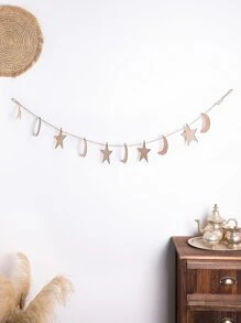 1pc Star & Moon Design Wall Hanging,Home Decor ,Room Decor,Wall Decor - Khaki - View 3