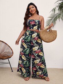 SHEIN VCAY Bộ thời trang Plus Size Lộ Lưng Buộc lại Nhiệt đới Boho - Nhiều màu - Xem 4
