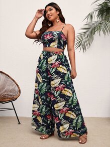 SHEIN VCAY Bộ thời trang Plus Size Lộ Lưng Buộc lại Nhiệt đới Boho - Nhiều màu - Xem 5