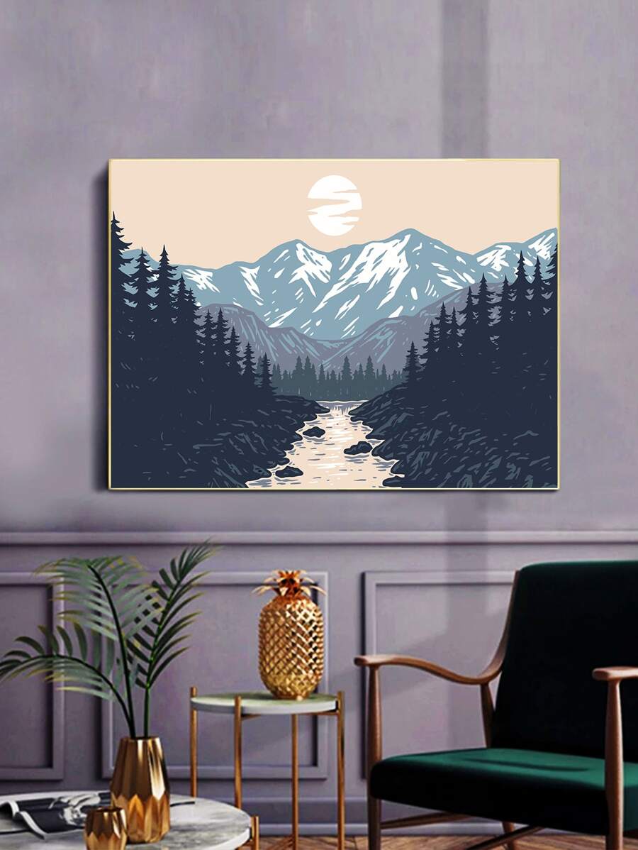 Pintura diamante DIY montaña sin marco - Multicolor - Ver 1