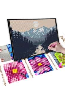 Pintura diamante DIY montaña sin marco - Multicolor - Ver 2