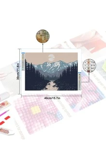 Pintura diamante DIY montaña sin marco - Multicolor - Ver 3