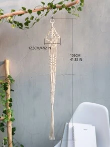 1pc Macrame Plant Hanger Without Pot - Beige - View 3