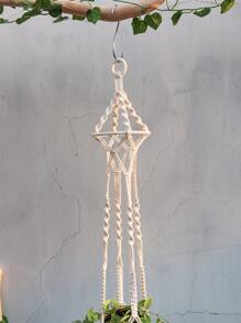 1pc Macrame Plant Hanger Without Pot - Beige - View 5