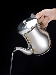 1pc Stainless Steel Oil Can - Silver - View 3