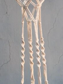 1pc Macrame Plant Hanger Without Pot - Beige - View 6