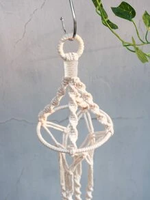 1pc Macrame Plant Hanger Without Pot - Beige - View 7