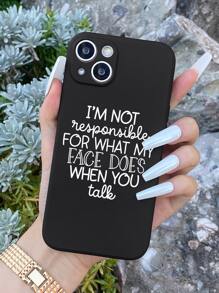 Slogan Graphic Phone Case - Black and White - View 1