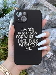 Slogan Graphic Phone Case - Black and White - View 2