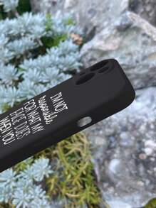 Slogan Graphic Phone Case - Black and White - View 3