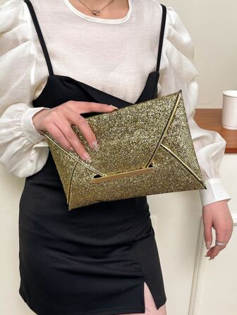Glamorous, Elegant, Exquisite, Quiet Luxury Sequin, Stylish, Luxury, Shiny Glitter & Sequin Decor Square Bag Evening Bag, Dinner Bag Faux Pearl, Rhinestone For Party Girl, Woman, Bride Perfect for Party, Wedding, Prom, Dinner/Banquet, For Cocktail