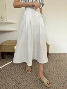 DAZY 高腰褶裥细节半身裙