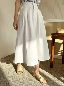 DAZY 高腰褶裥细节半身裙