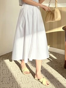 DAZY 高腰褶裥细节半身裙