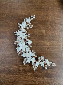 Flower & Faux Pearl Decor Bridal Hair Comb Elegant Boho