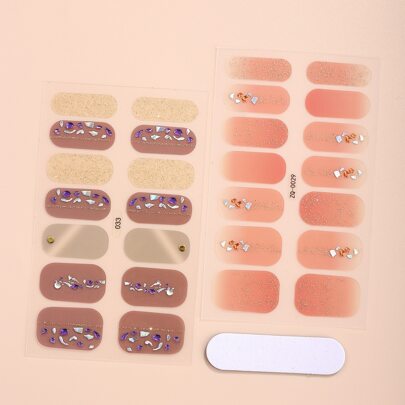 2sheets Glitter Nail Art Sticker & 1pc Nail File
