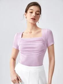 BizChic 方領褶邊T恤工作服