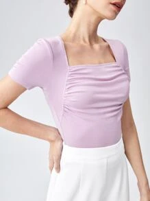 BizChic 方領褶邊T恤工作服