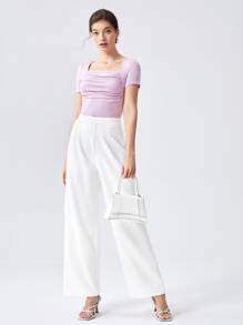 BizChic 方領褶邊T恤工作服