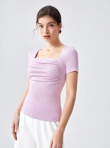 BizChic 方領褶邊T恤工作服