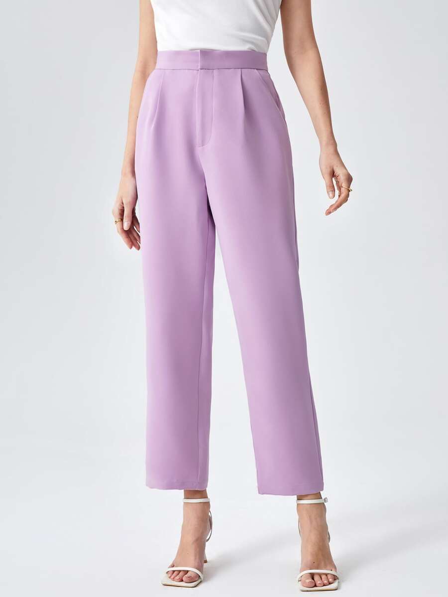 BizChic Xếp nếp Túi nghiêng Quần tây Trang phục làm việc - Màu Lilac Tím - Xem 1