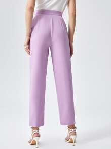 BizChic Xếp nếp Túi nghiêng Quần tây Trang phục làm việc - Màu Lilac Tím - Xem 2