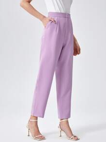 BizChic Xếp nếp Túi nghiêng Quần tây Trang phục làm việc - Màu Lilac Tím - Xem 3