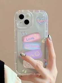 Letter Graphic Clear Phone Case - Multicolor - View 1