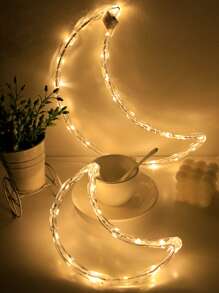 1 Pieza 20/30cm Diámetro De Luz Decorativa En Forma De Luna Con 20/30 Led - Amarillo - Ver 2