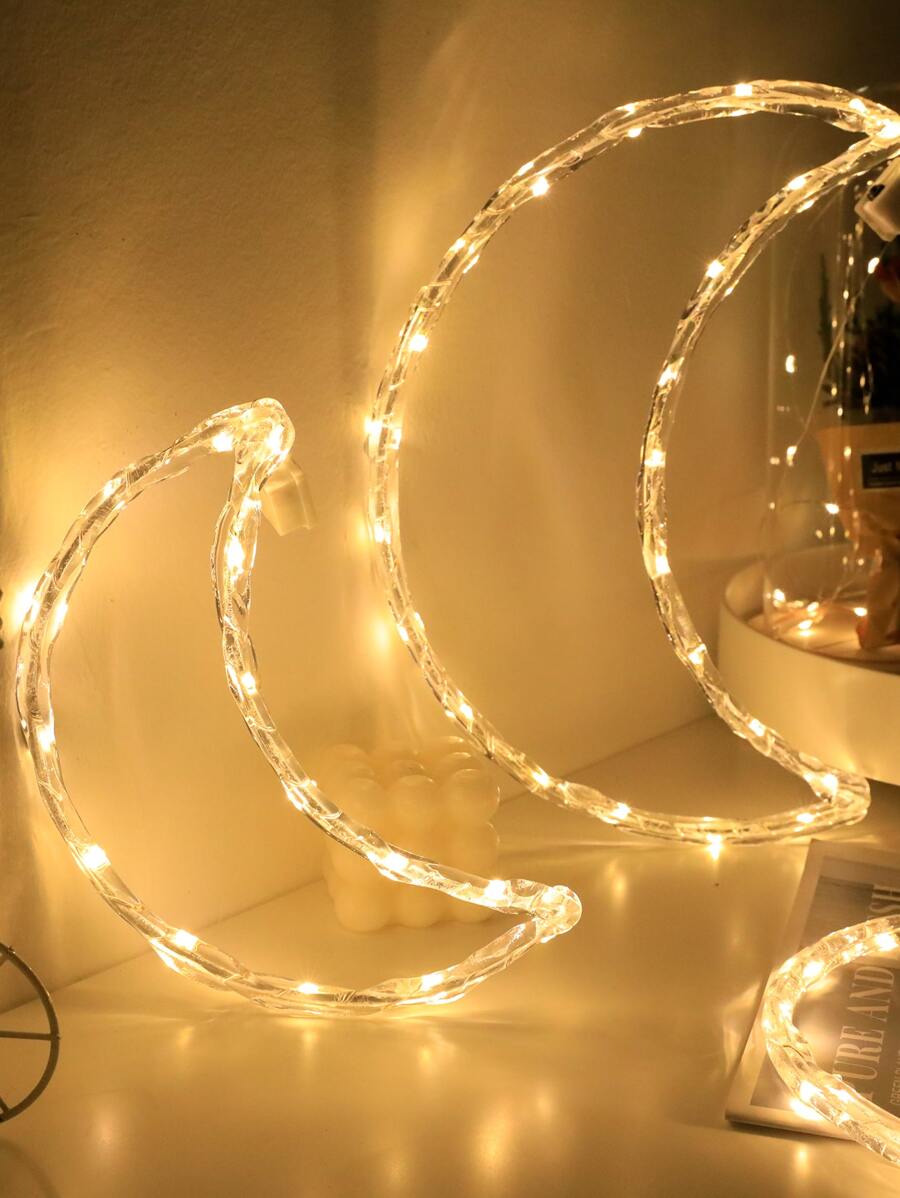 1 Pieza 20/30cm Diámetro De Luz Decorativa En Forma De Luna Con 20/30 Led - Amarillo - Ver 1