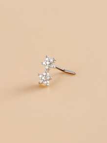 受歡迎方晶鋯石星形裝飾鼻釘銅簡約風和時髦適合女士和女孩中性 - 銀色 - 查看 2