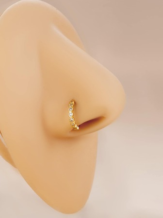 受歡迎方晶鋯石裝飾鼻釘銅簡約風和時髦適合女士和女孩中性