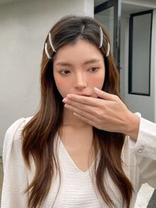 DAZY 4 cái Rhinestone trang trí Bobby Pin - Bạc - Xem 2