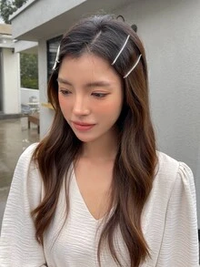 DAZY 4 cái Rhinestone trang trí Bobby Pin - Bạc - Xem 5